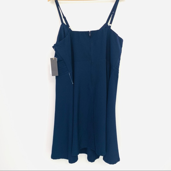 Dress Navy Blue Fit and Flare Dress Cocktail - Picture 5 of 7